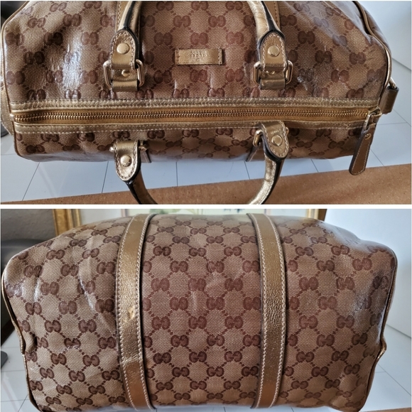 GUCCI GOLD CRYSTAL CANVAS MEDIUM JOY BOSTON BAG - Picture 9 of 13